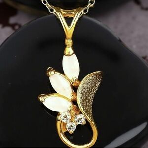 18” Three Opal & Swarovski Crystal 14k GolD Filled Chain Necklace